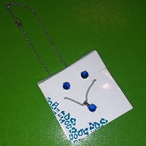 Stunning Silver Necklace and Earring Set with Blue Stones